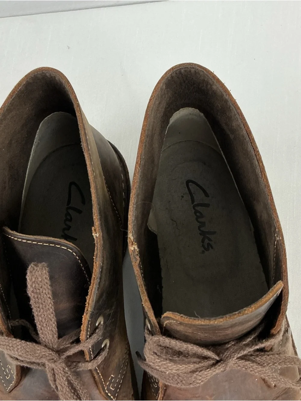Clarks Mens Distressed Leather Chukka Boots Lace Up Brown 8M